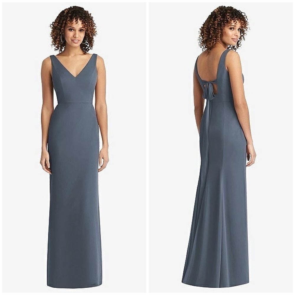 Social Bridesmaids Sleeveless Tie Back Chiffon Trumpet Gown Silverstone Size 16